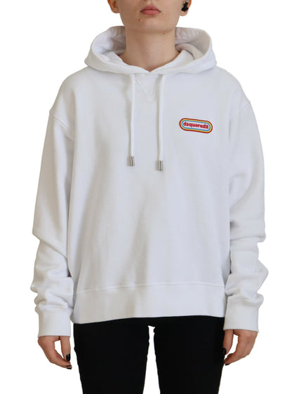 Sudadera con capucha de algodón con parche de logotipo blanco