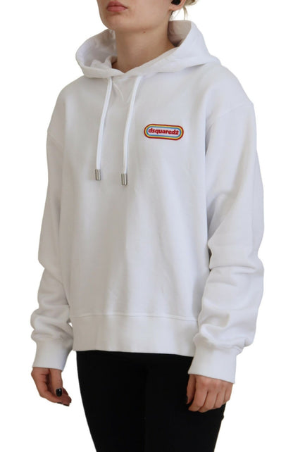 Sudadera con capucha de algodón con parche de logotipo blanco