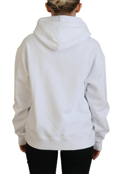 Sudadera con capucha de algodón con parche de logotipo blanco