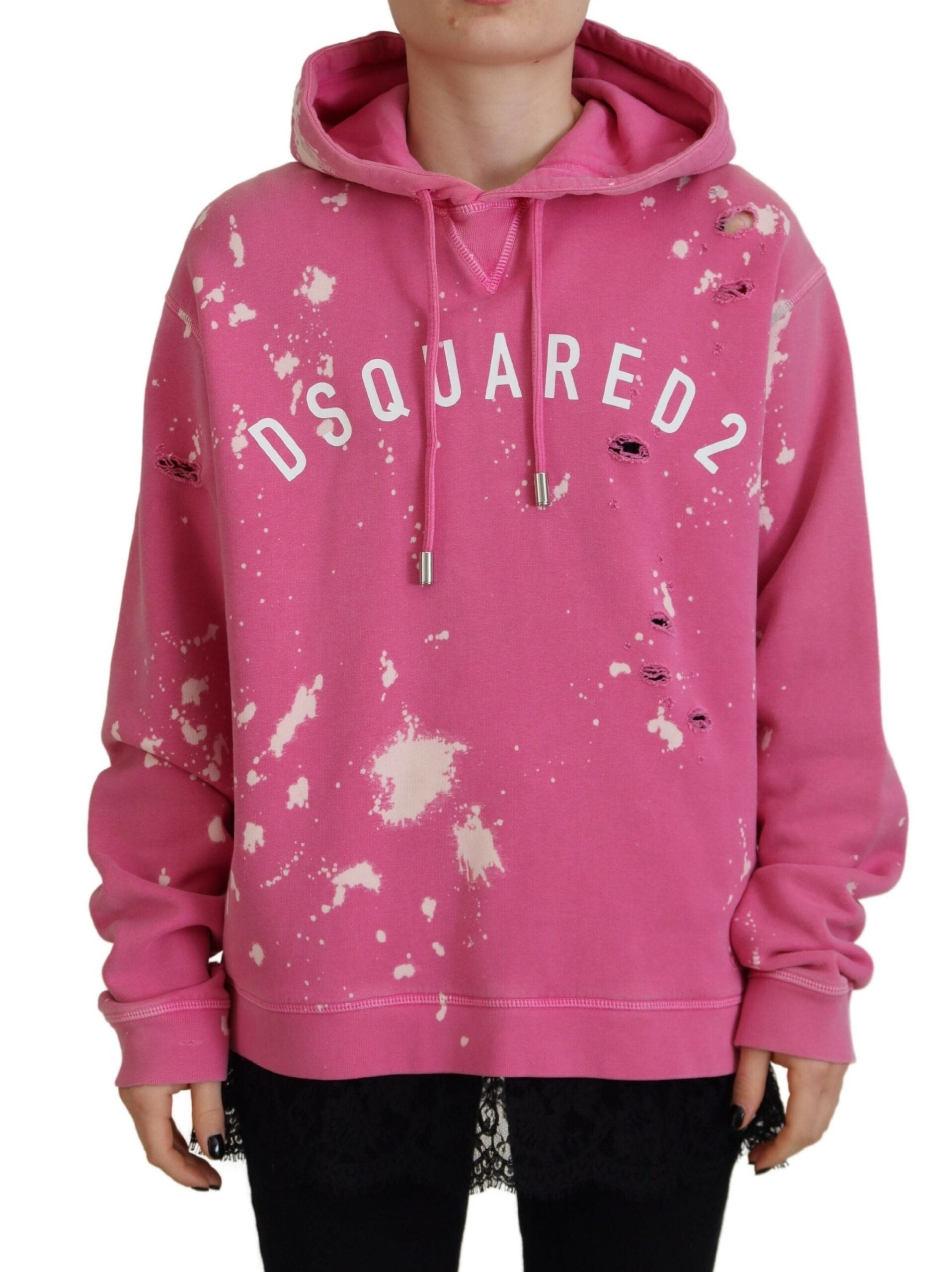 Sudadera con capucha de algodón con estampado de logotipo rosa