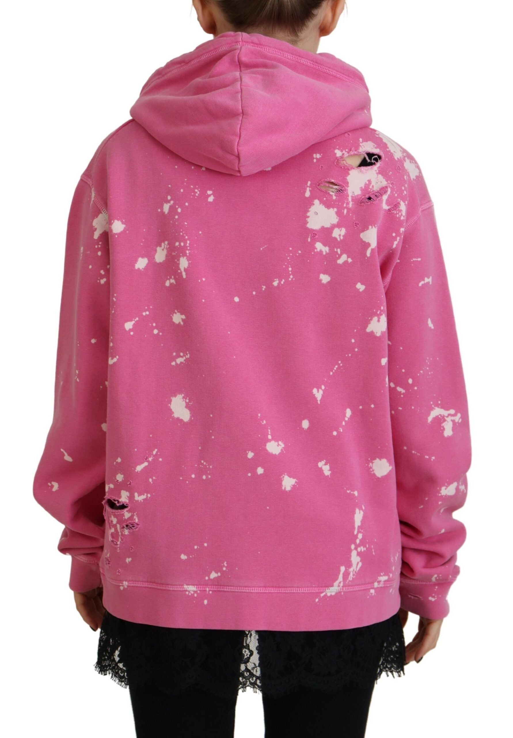 Sudadera con capucha de algodón con estampado de logotipo rosa