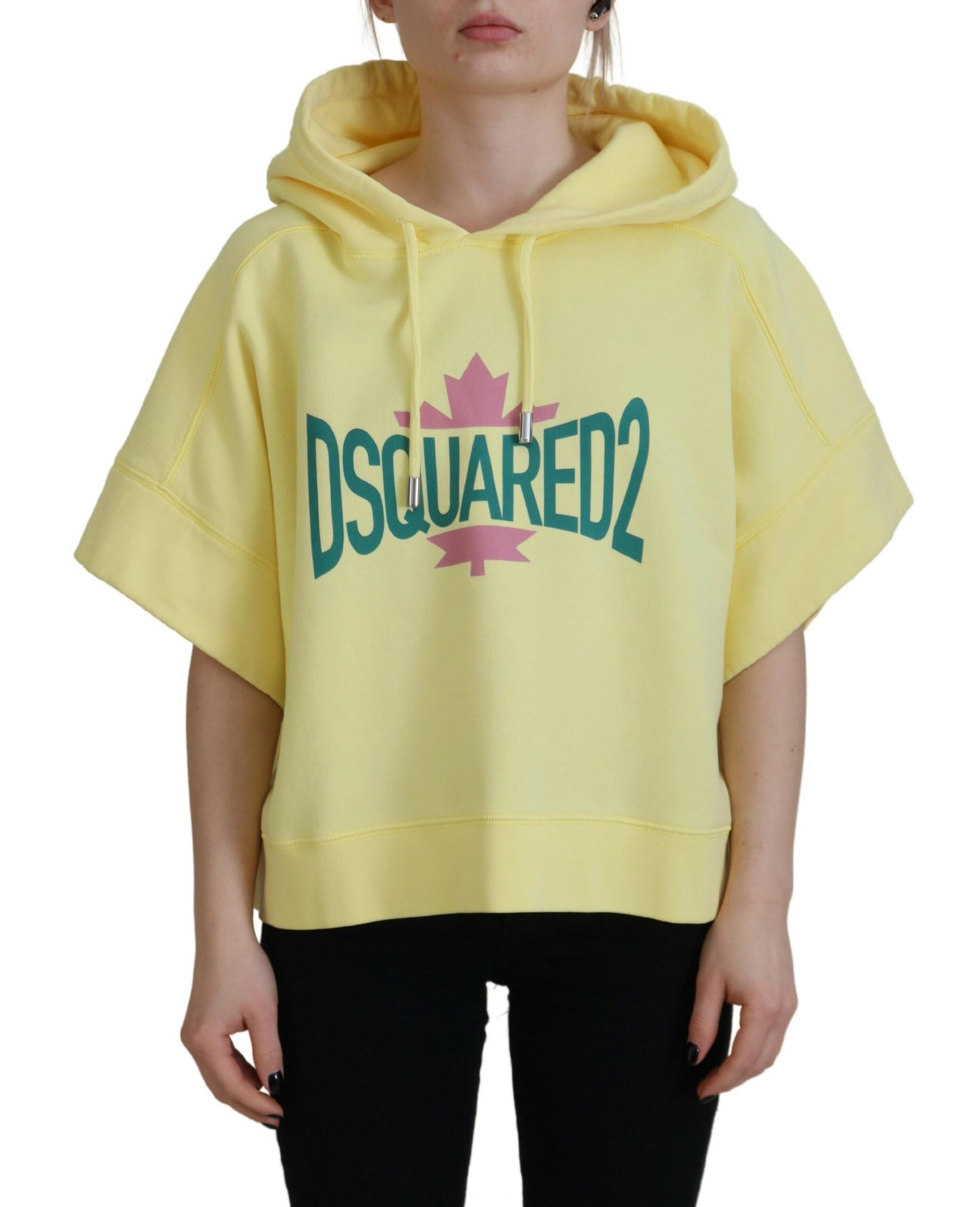 Sudadera con capucha de algodón con estampado de logotipo amarillo