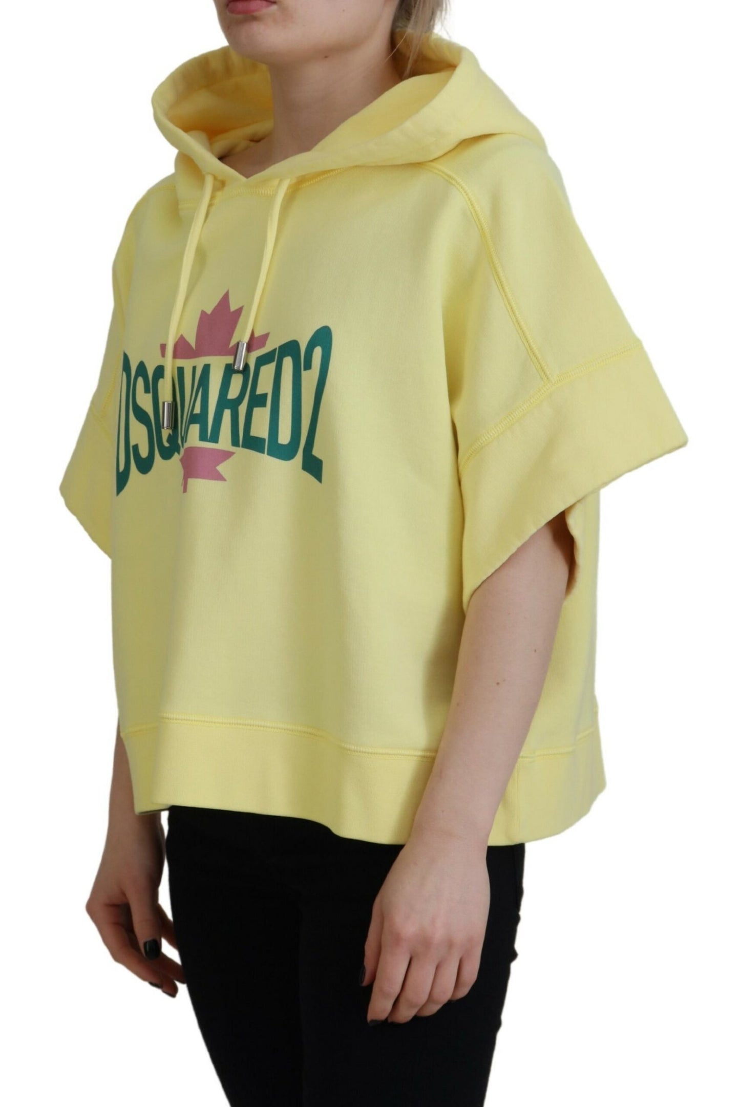 Sudadera con capucha de algodón con estampado de logotipo amarillo