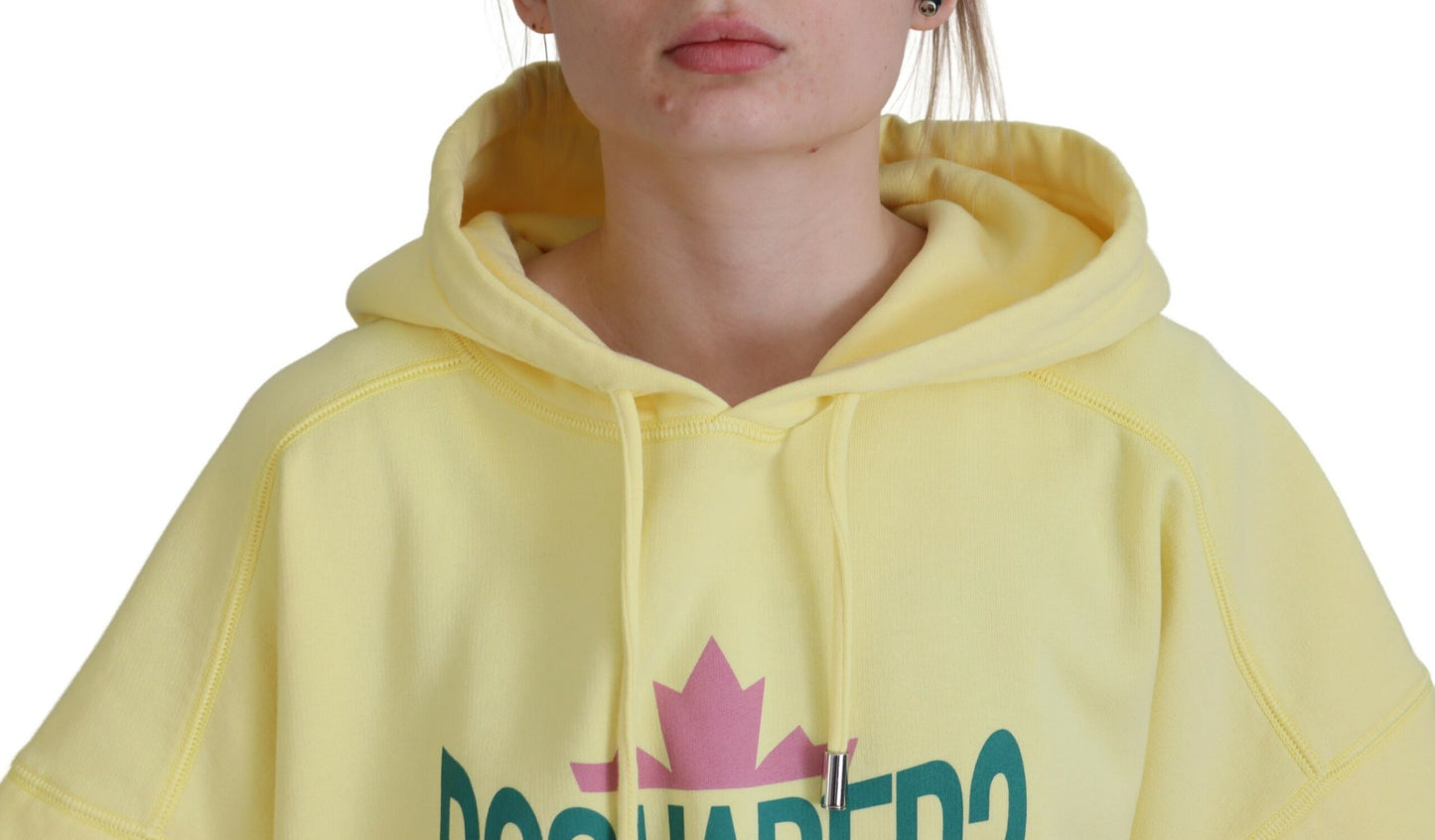 Sudadera con capucha de algodón con estampado de logotipo amarillo