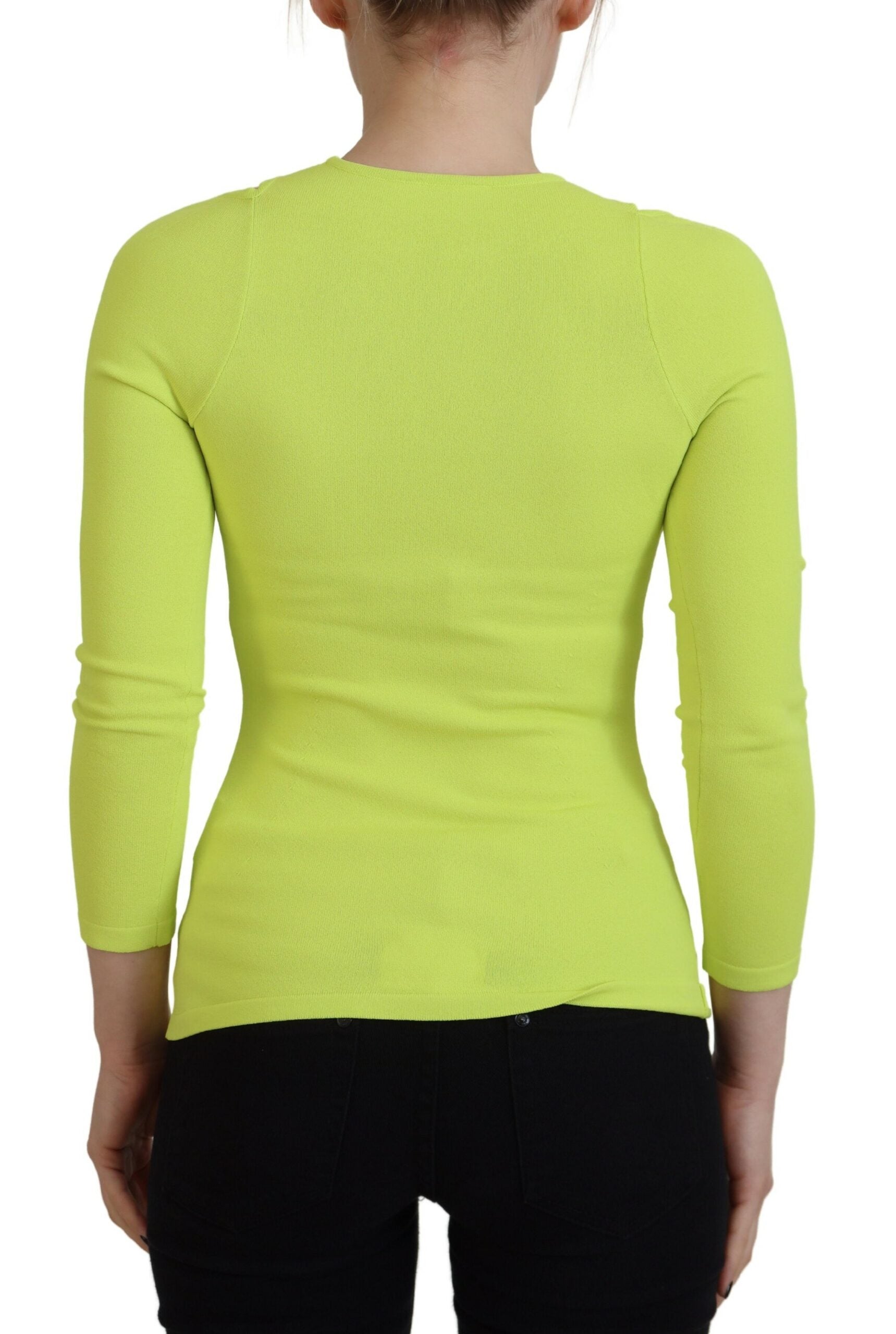 Blusa de manga larga con hombros descubiertos de viscosa verde amarillo