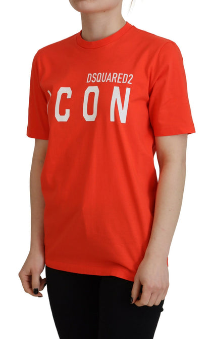 Orange Cotton Shiny Icon East Tee Crewneck T-shirt