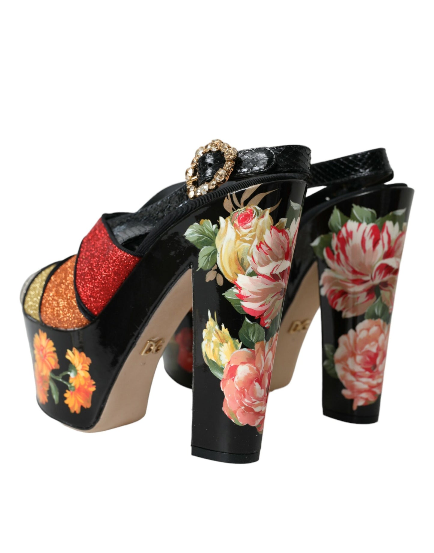 Multicolor Floral Crystal Platform Sandals Shoes