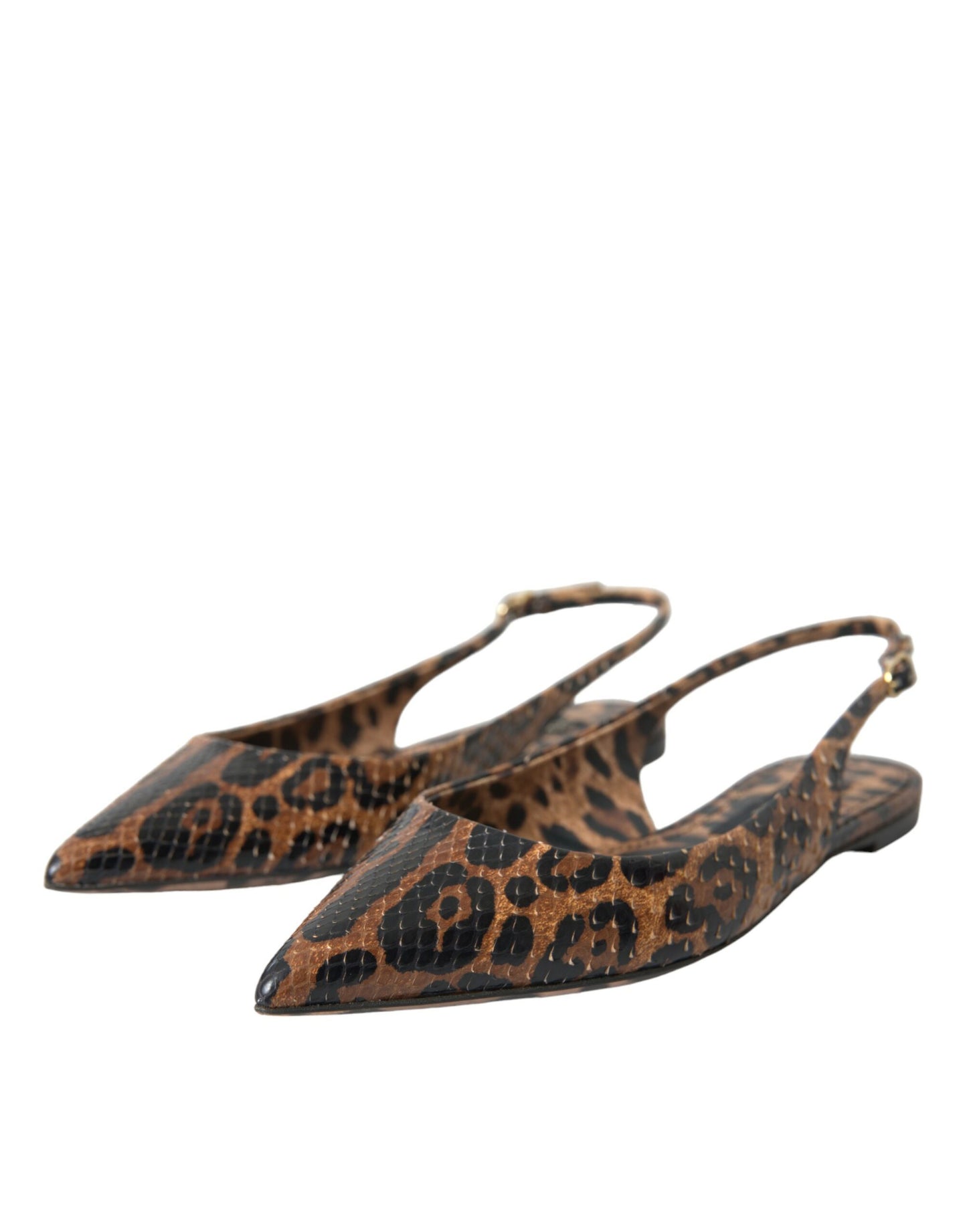 Brown Leopard Exotic Skin Slingback Shoes