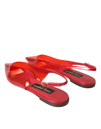 Red PVC Slingback Clear Flats Sandals Shoes