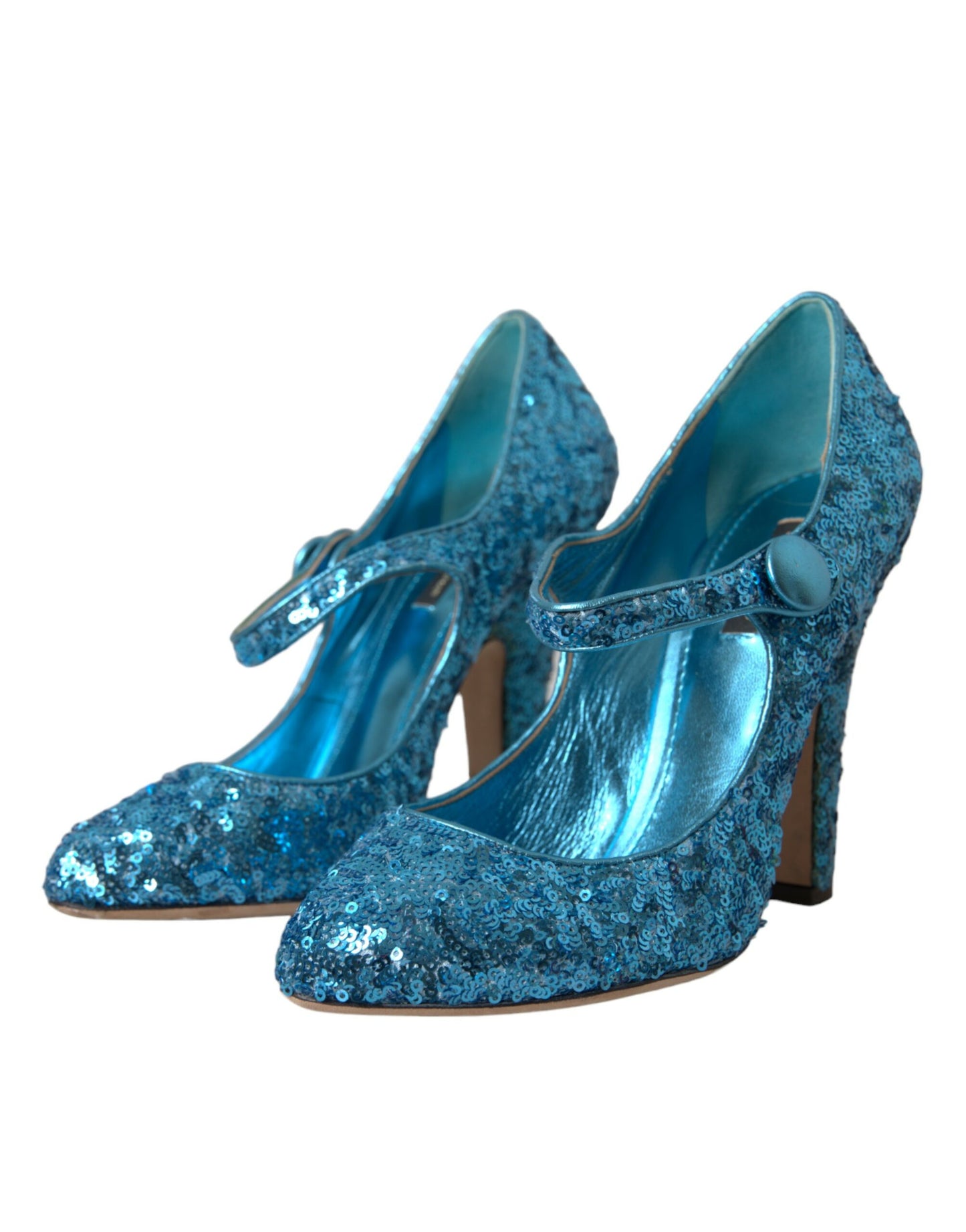 Zapatos de tacón alto Mary Jane con lentejuelas azules