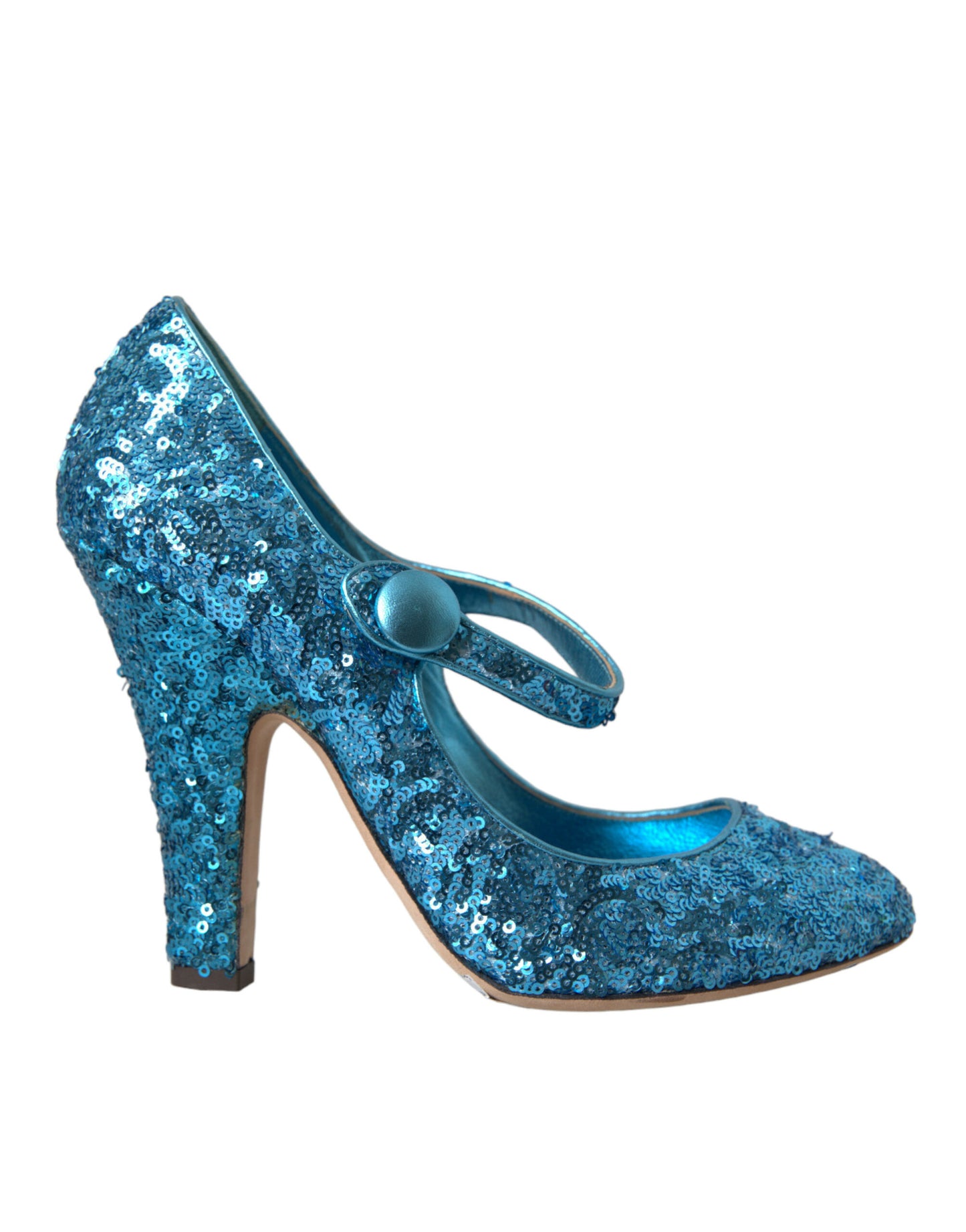 Zapatos de tacón alto Mary Jane con lentejuelas azules