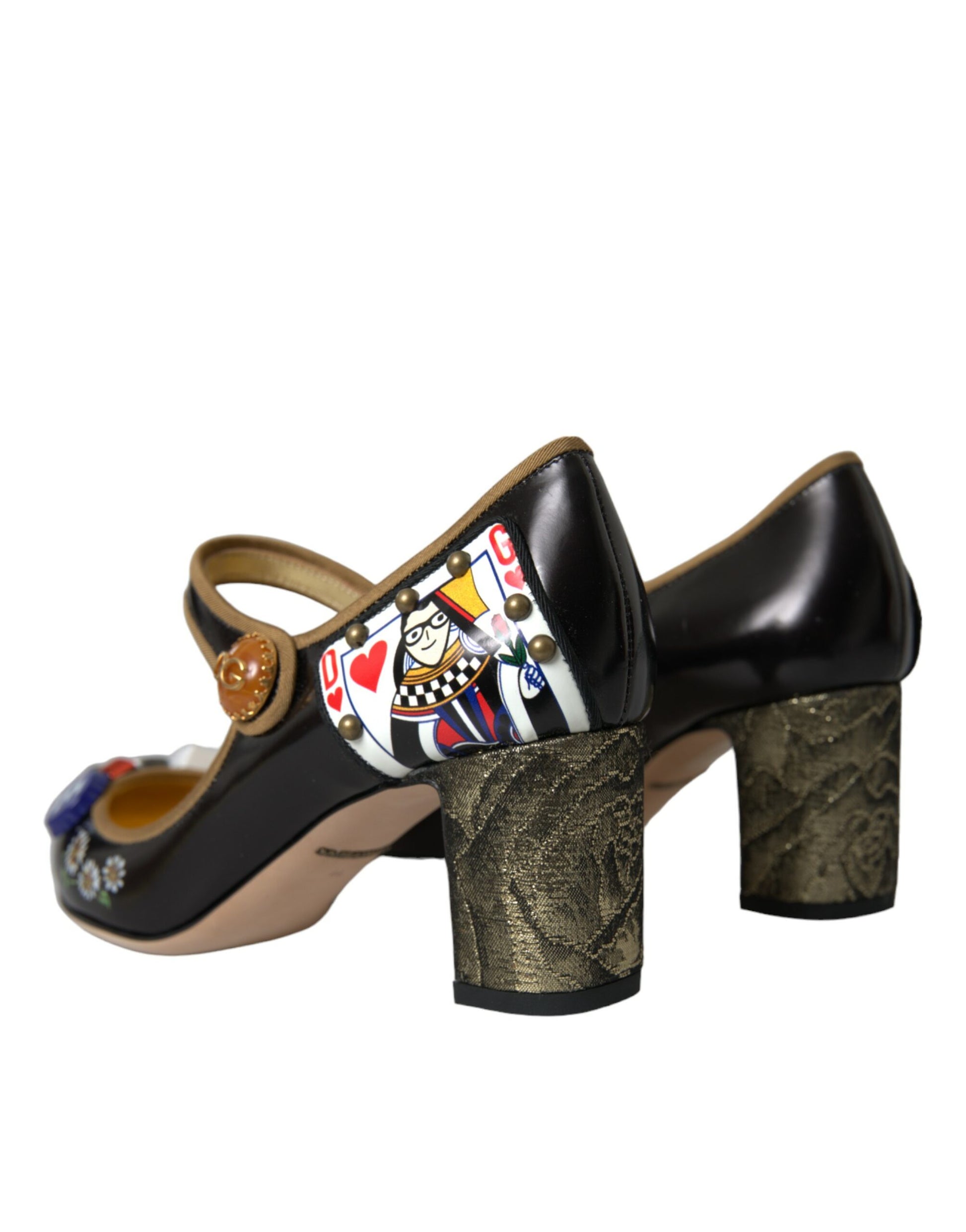 Zapatos Mary Jane de piel negra con cristales