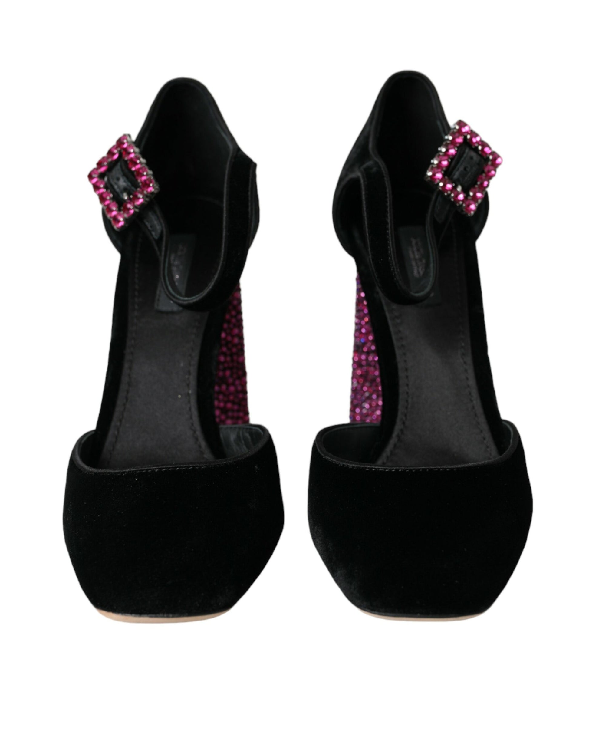 Zapatos Mary Jane de terciopelo negro con cristales y strass