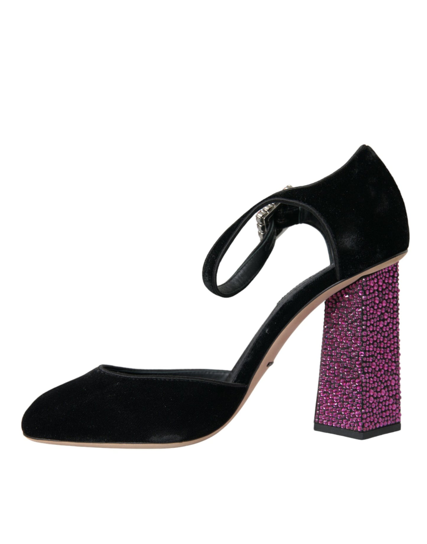 Zapatos Mary Jane de terciopelo negro con cristales y strass