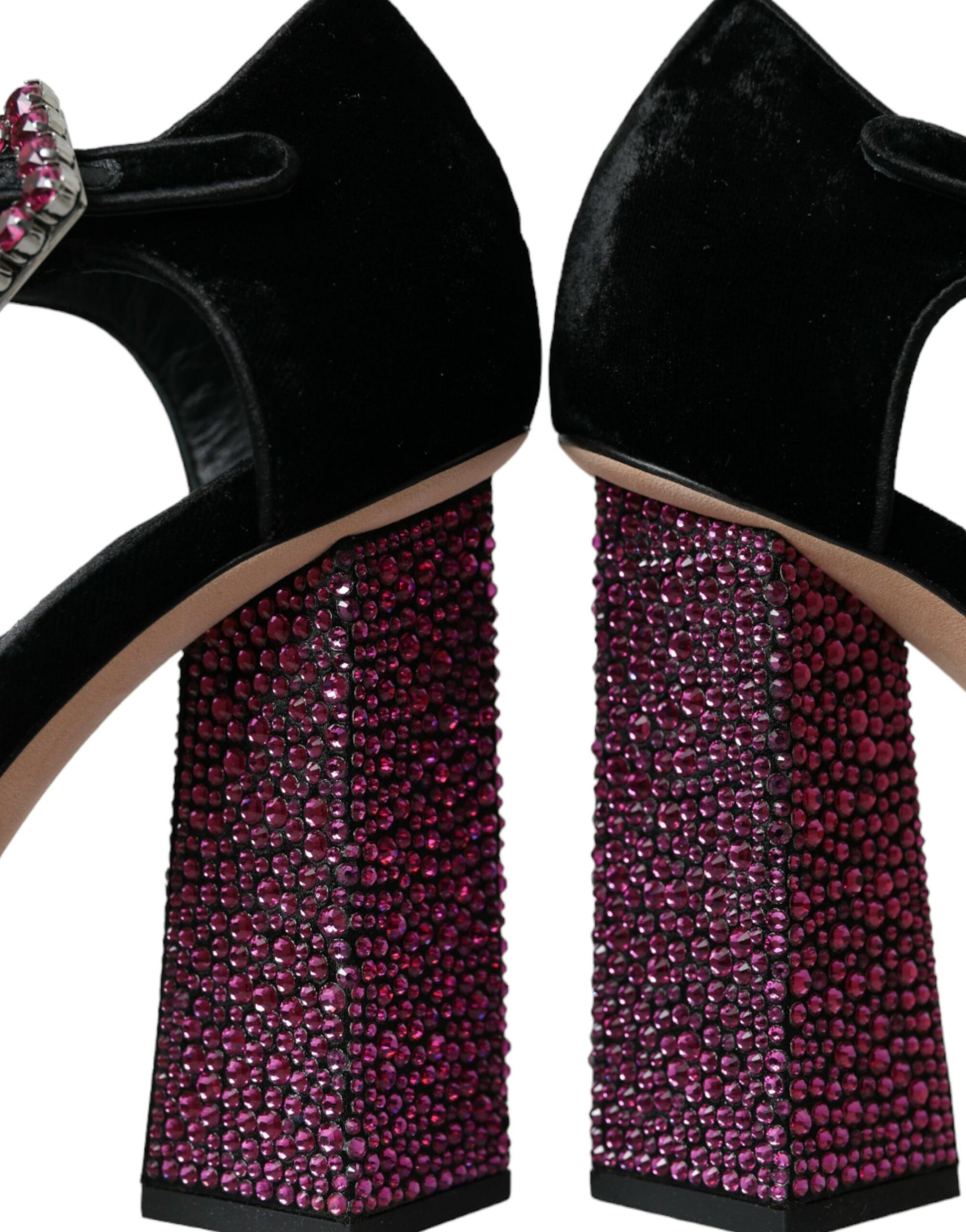 Zapatos Mary Jane de terciopelo negro con cristales y strass