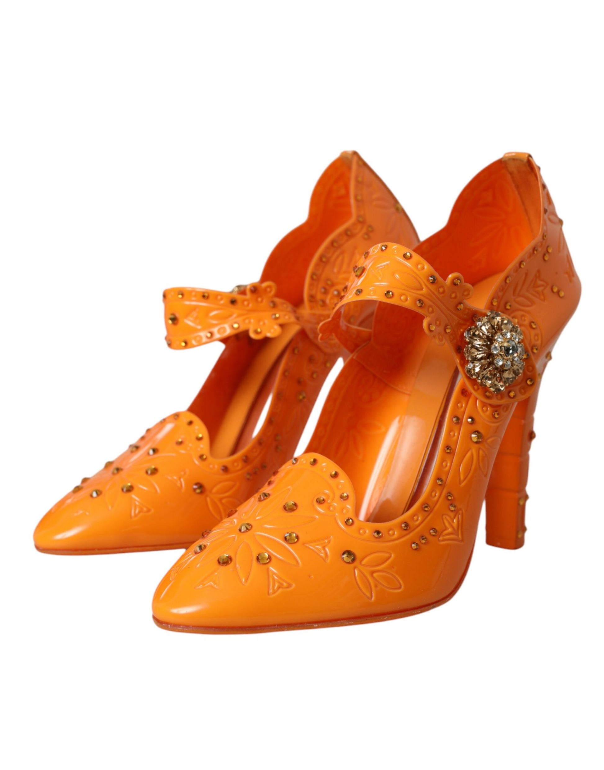 Zapatos de salón con cristales y diseño floral de CINDERELLA en color naranja