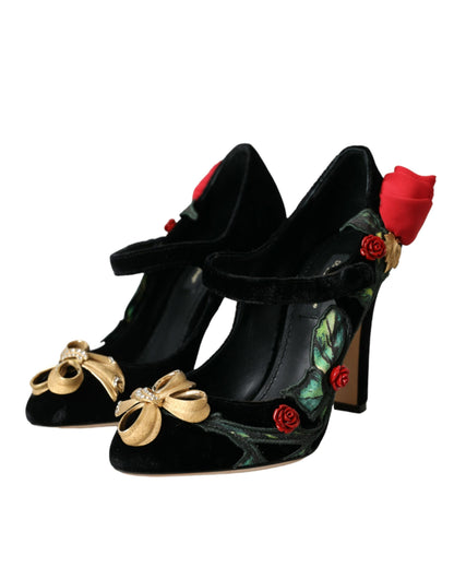 Broche de cristal con rosas negras para zapatos Mary Jane