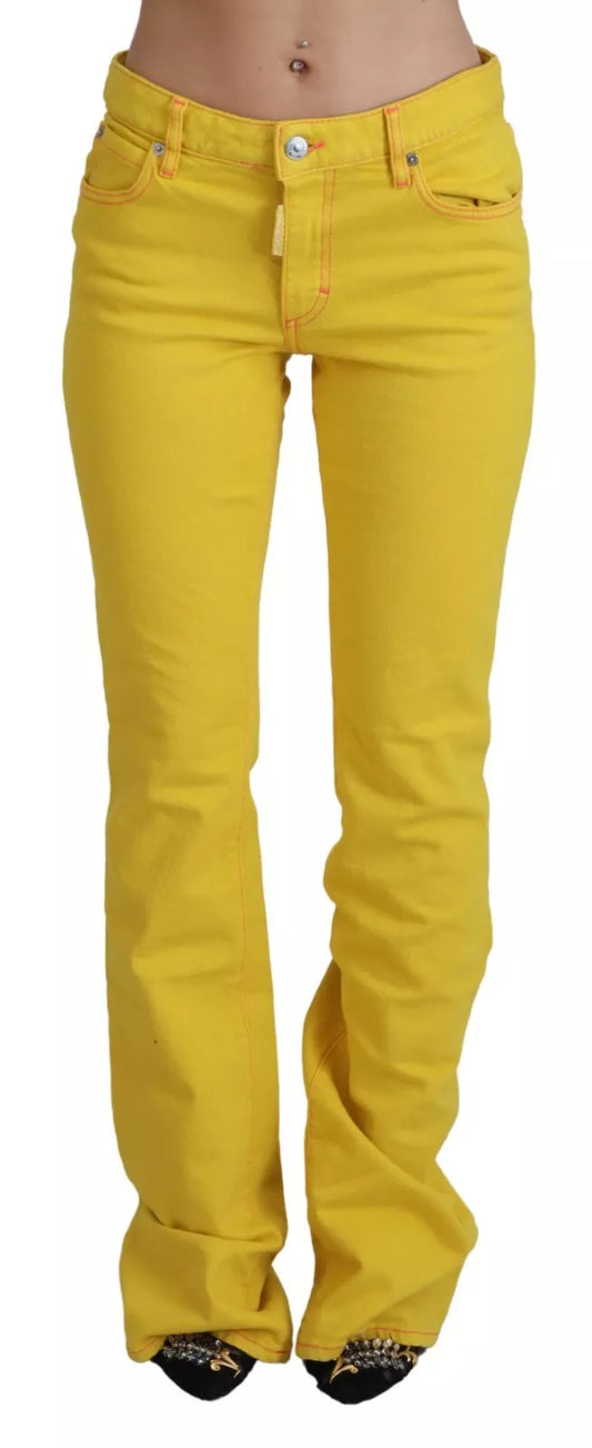 Pantalones vaqueros acampanados de talle medio de algodón amarillo