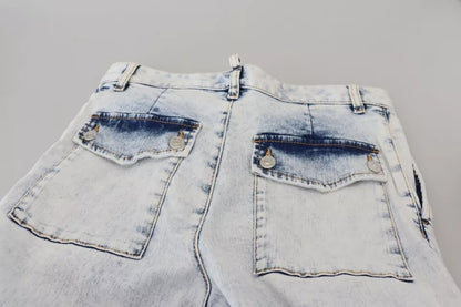 Light Blue Cotton High Waist Straight Denim Jeans