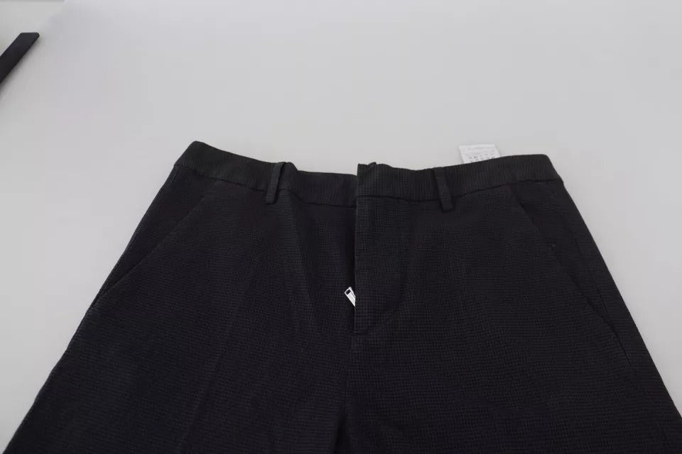 Pantalones rectos de cintura alta a cuadros negros