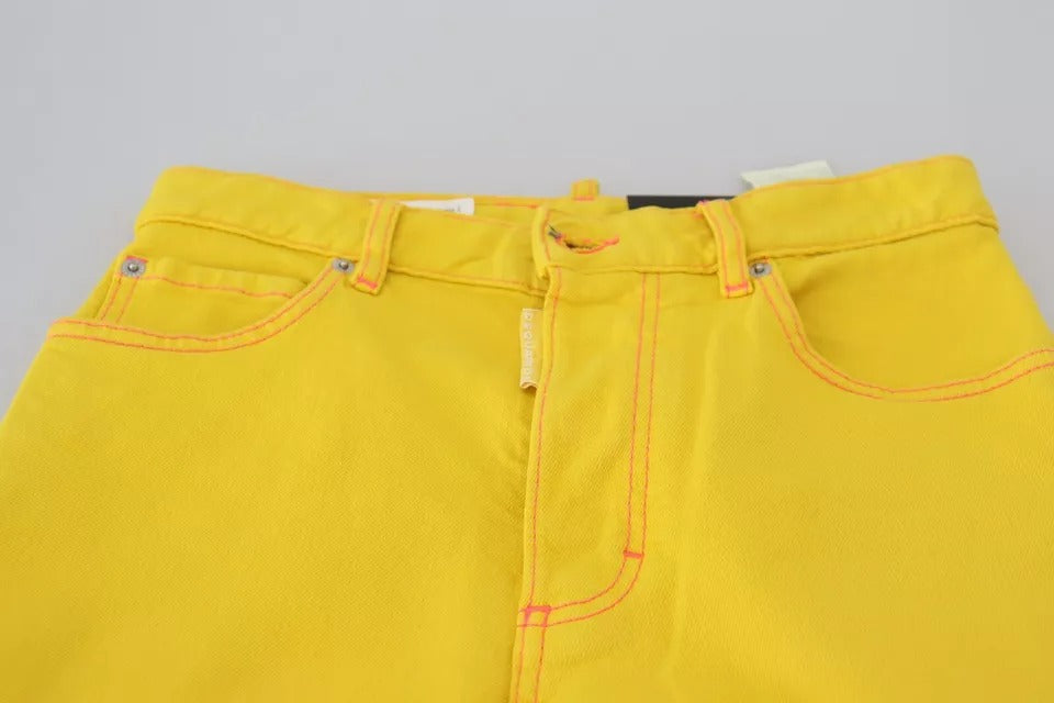 Jeans Boston rectos de talle alto de algodón amarillo