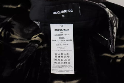 Pantalones acampanados de cintura alta con estampado negro