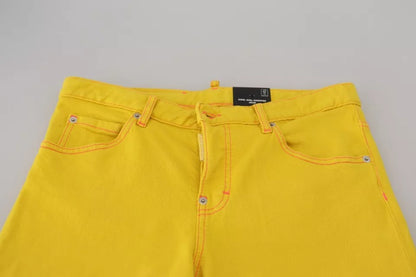 Pantalones vaqueros de talle bajo de algodón amarillo para chica cool