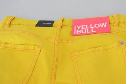 Pantalones vaqueros de talle bajo de algodón amarillo para chica cool