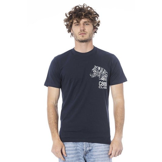 Camiseta de algodón azul para hombre