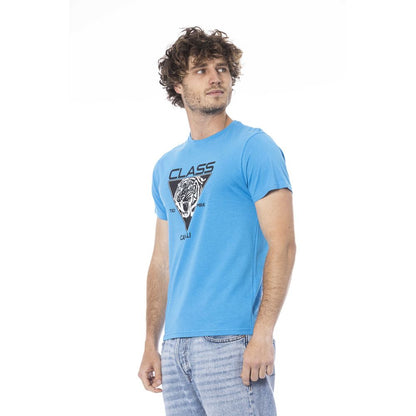 Light Blue Cotton Men T-Shirt