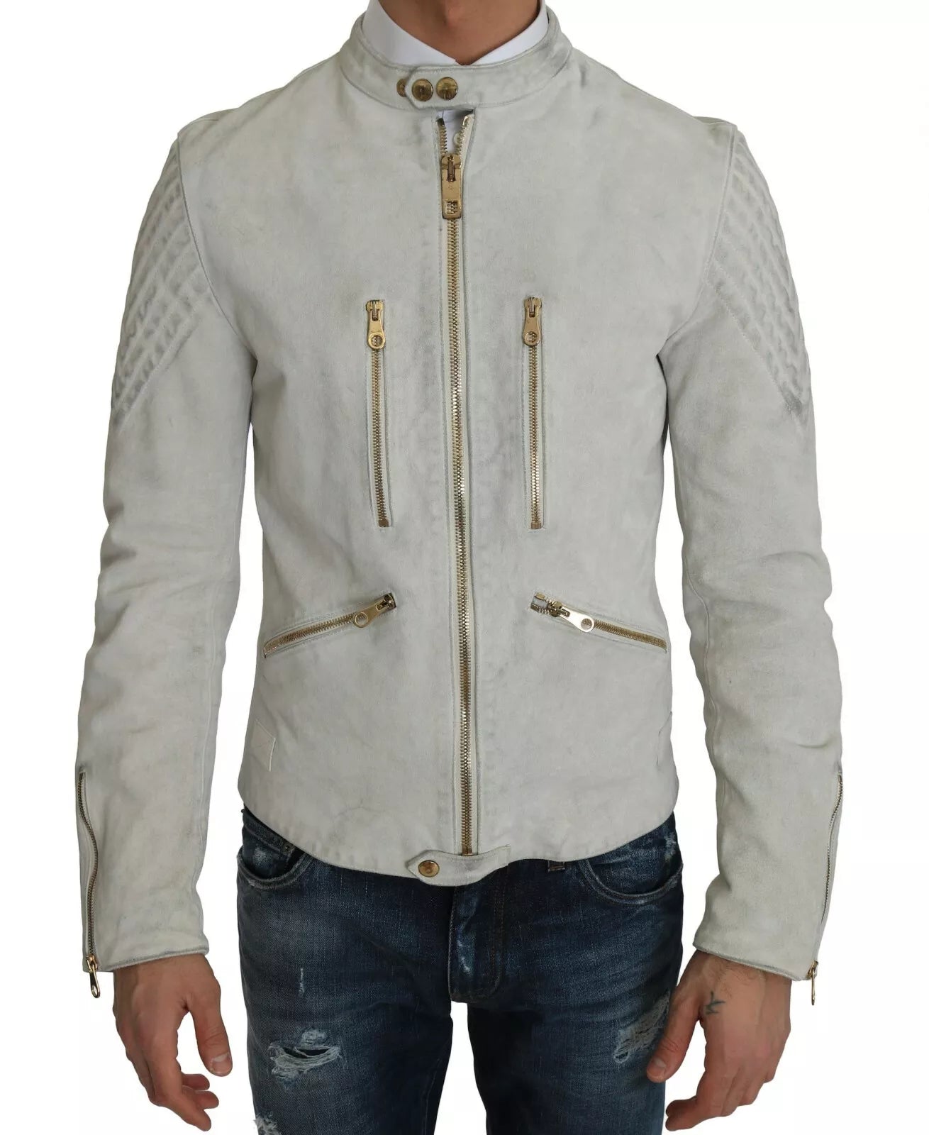 Leather White Biker Motorcycle Jacket