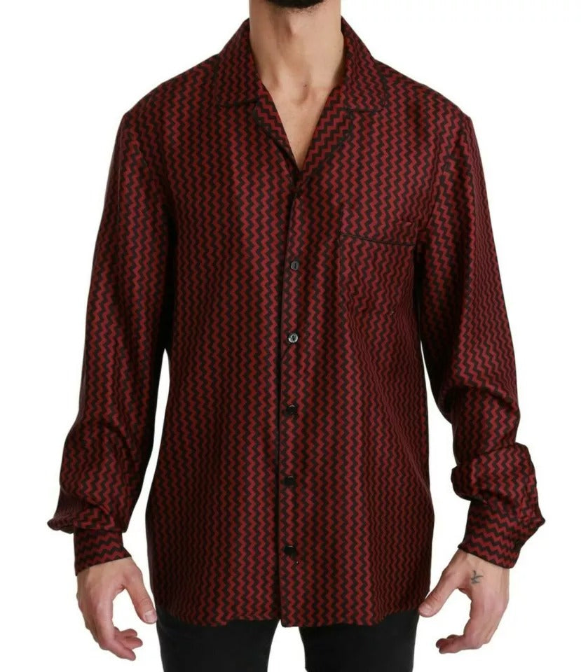 Camisa informal con estampado en zigzag en negro y rojo