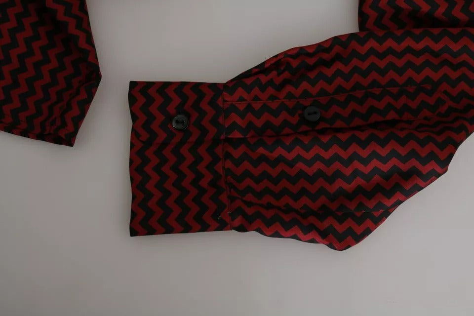 Camisa informal con estampado en zigzag en negro y rojo