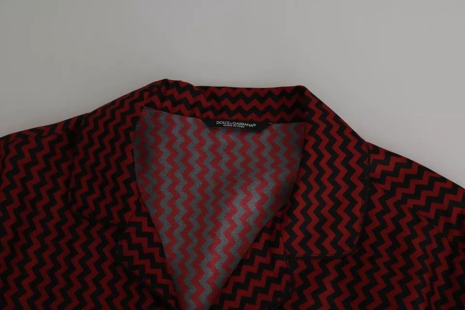 Camisa informal con estampado en zigzag en negro y rojo