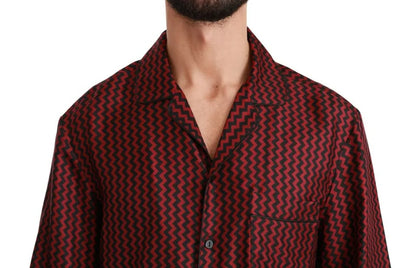 Camisa informal con estampado en zigzag en negro y rojo