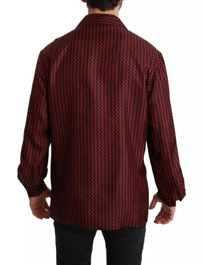 Camisa informal con estampado en zigzag en negro y rojo