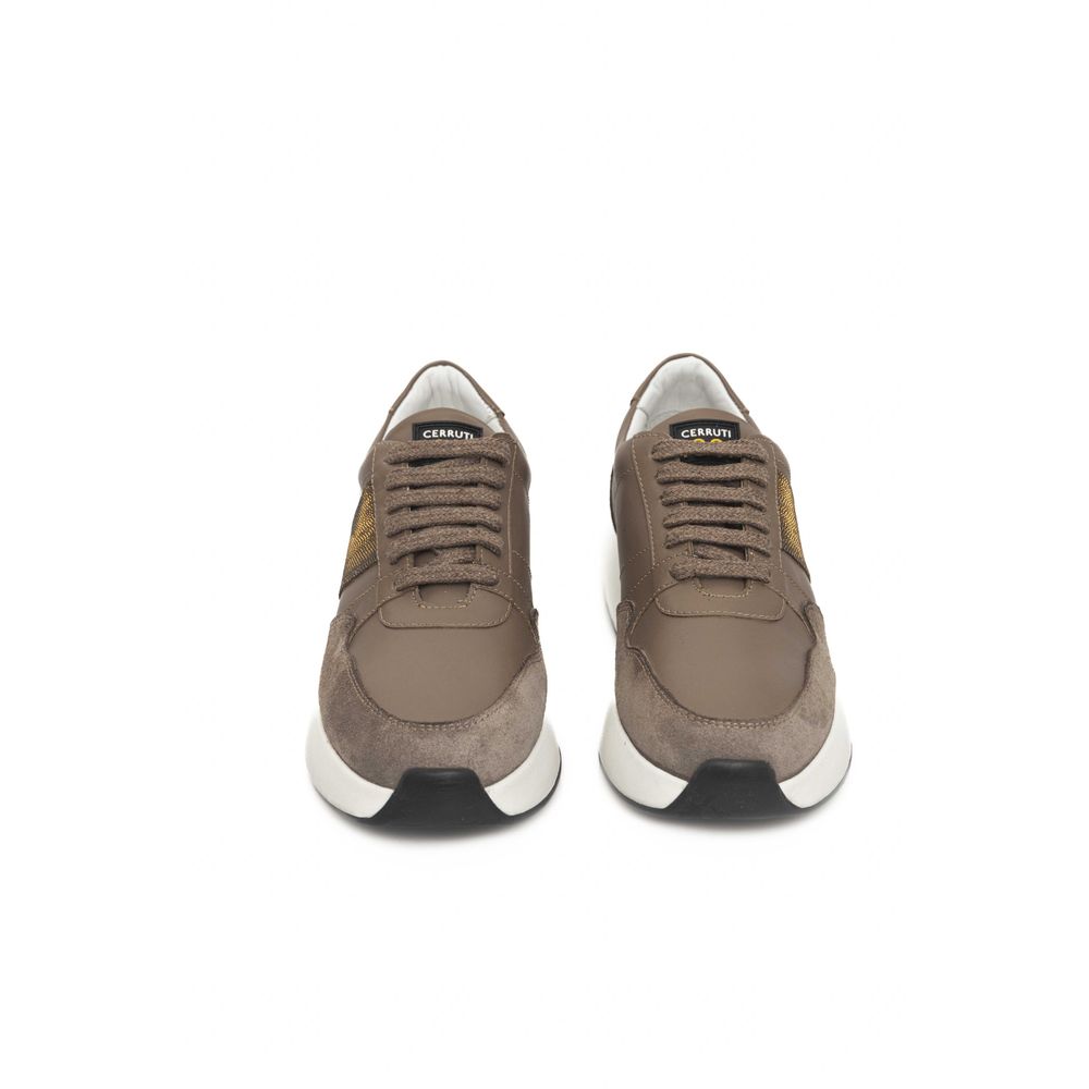 Zapatillas de piel color beige para mujer