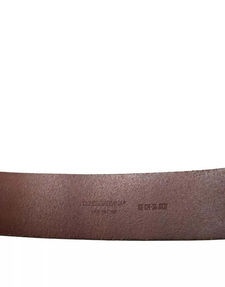 Brown Leather Gold Metal Buckle Women Belt