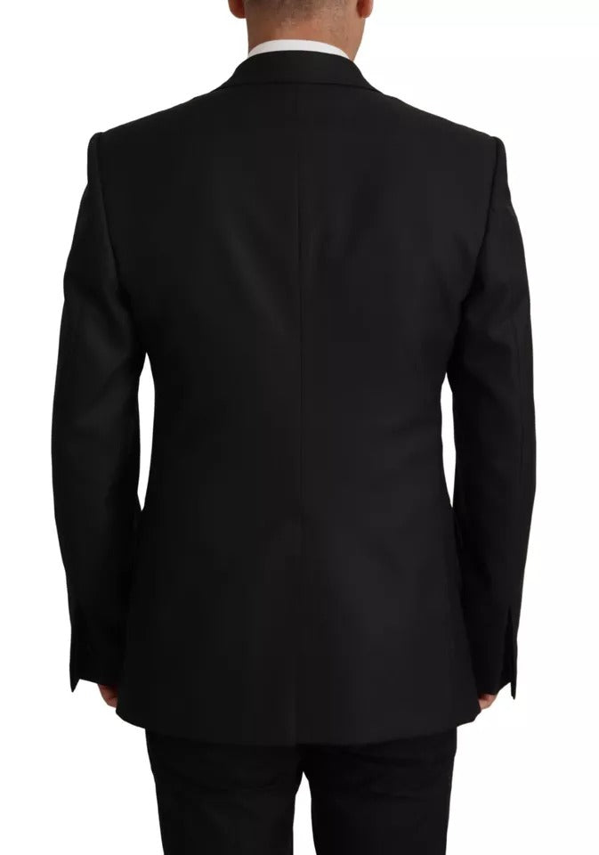 Chaqueta tipo blazer de poliéster de color negro con botonadura sencilla