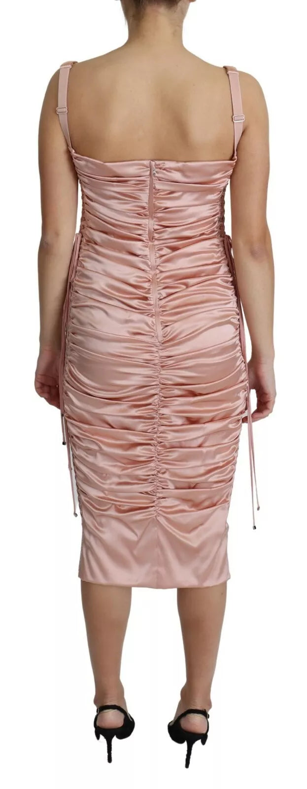 Pink Spaghetti Strap Bodycon Midi Dress