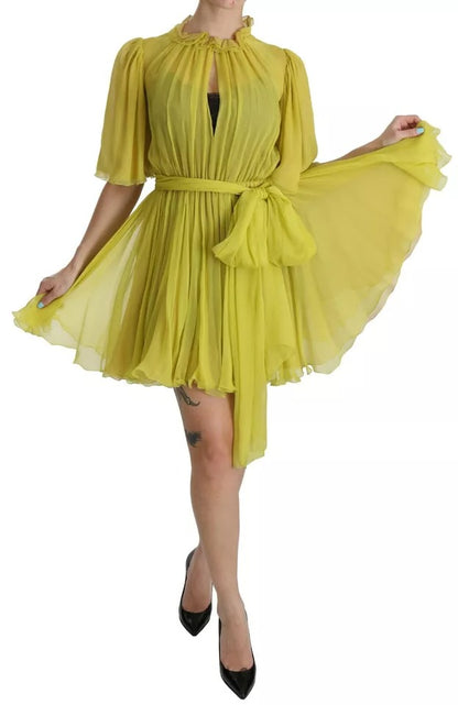 Yellow Shift A-line Silk Gown Dress