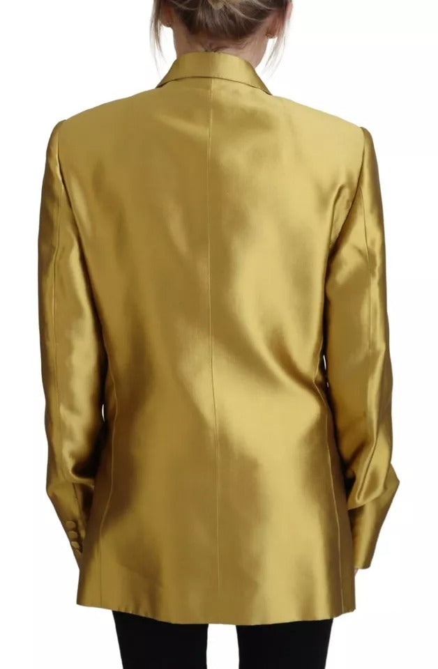 Gold Satin Long Sleeves Blazer Coat Jacket