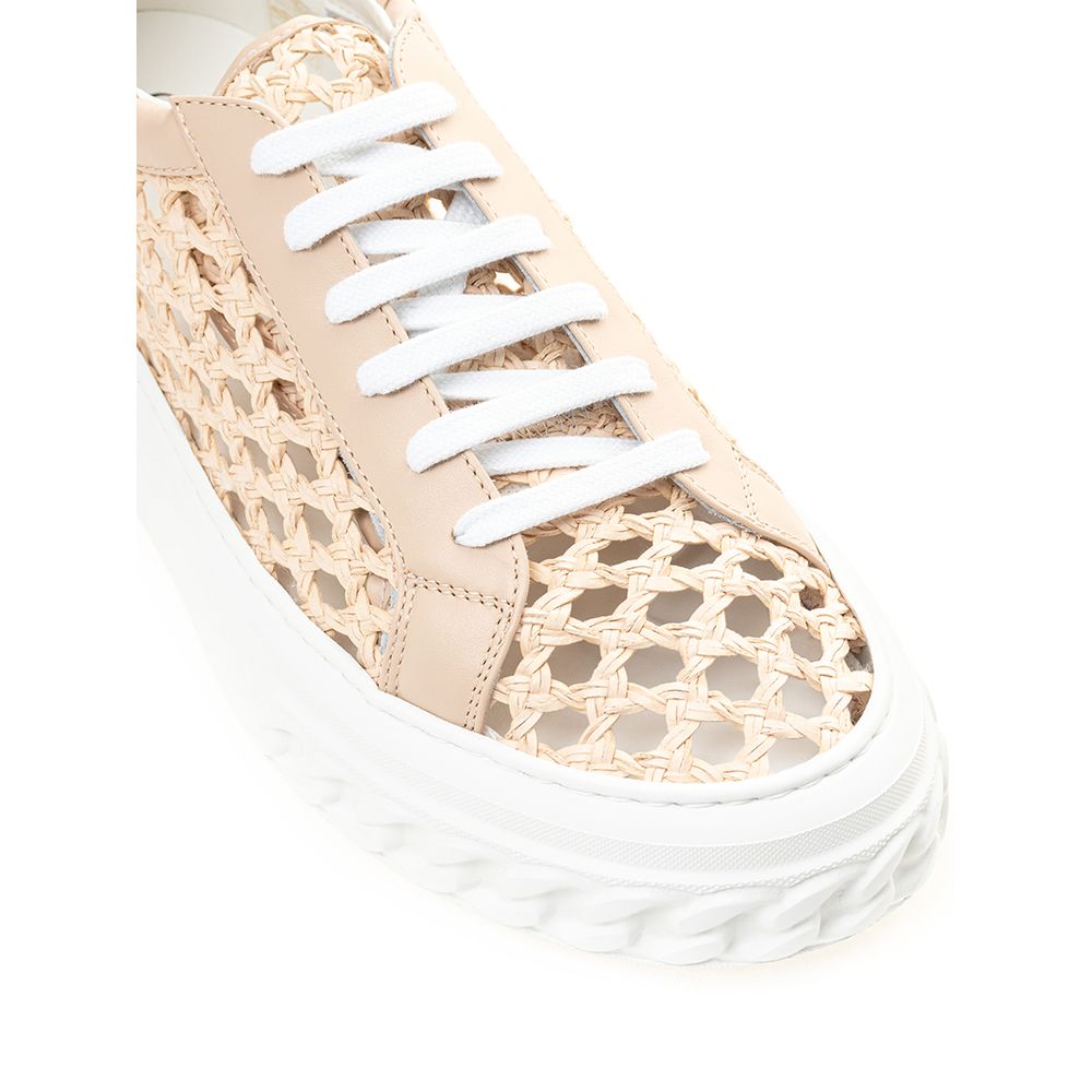 Zapatillas Casadei Chic de piel beige