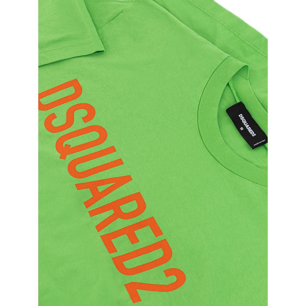 Camiseta de algodón verde eléctrico para hombre