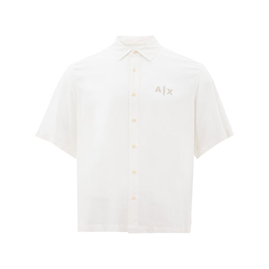 Elegante camisa blanca de viscosa para hombre