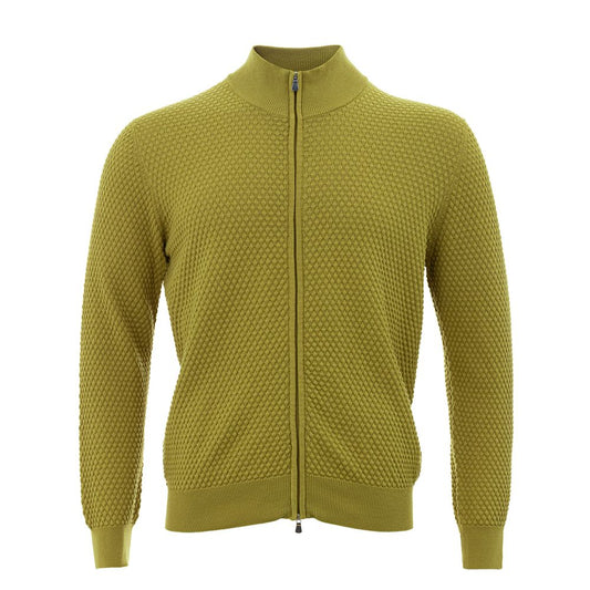 Elegante cárdigan de algodón amarillo para hombre