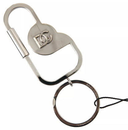 Silver Tone Brass Metal DG Logo Engraved Keyring Keychain