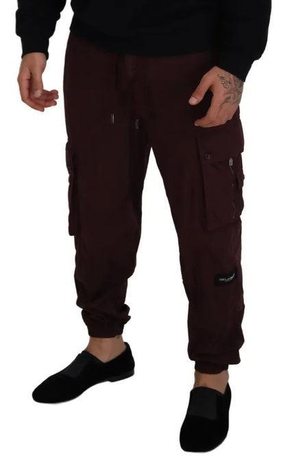 Pantalón cargo jogger de algodón burdeos