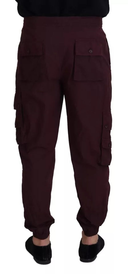 Pantalón cargo jogger de algodón burdeos