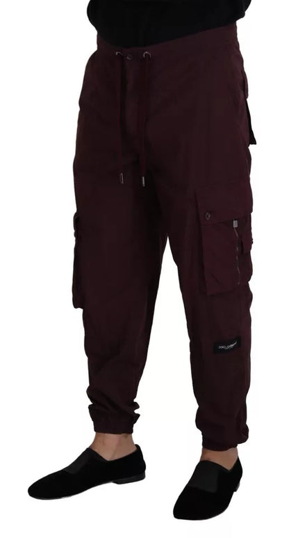 Pantalón cargo jogger de algodón burdeos